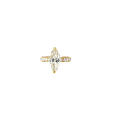 18k Yellow Gold 1.98ct J VS2 Marquise Shaped and 2.58ct G VS2 Round Diamond Engagement  ring Certified by GIA #6197966071 Size 5 1/4